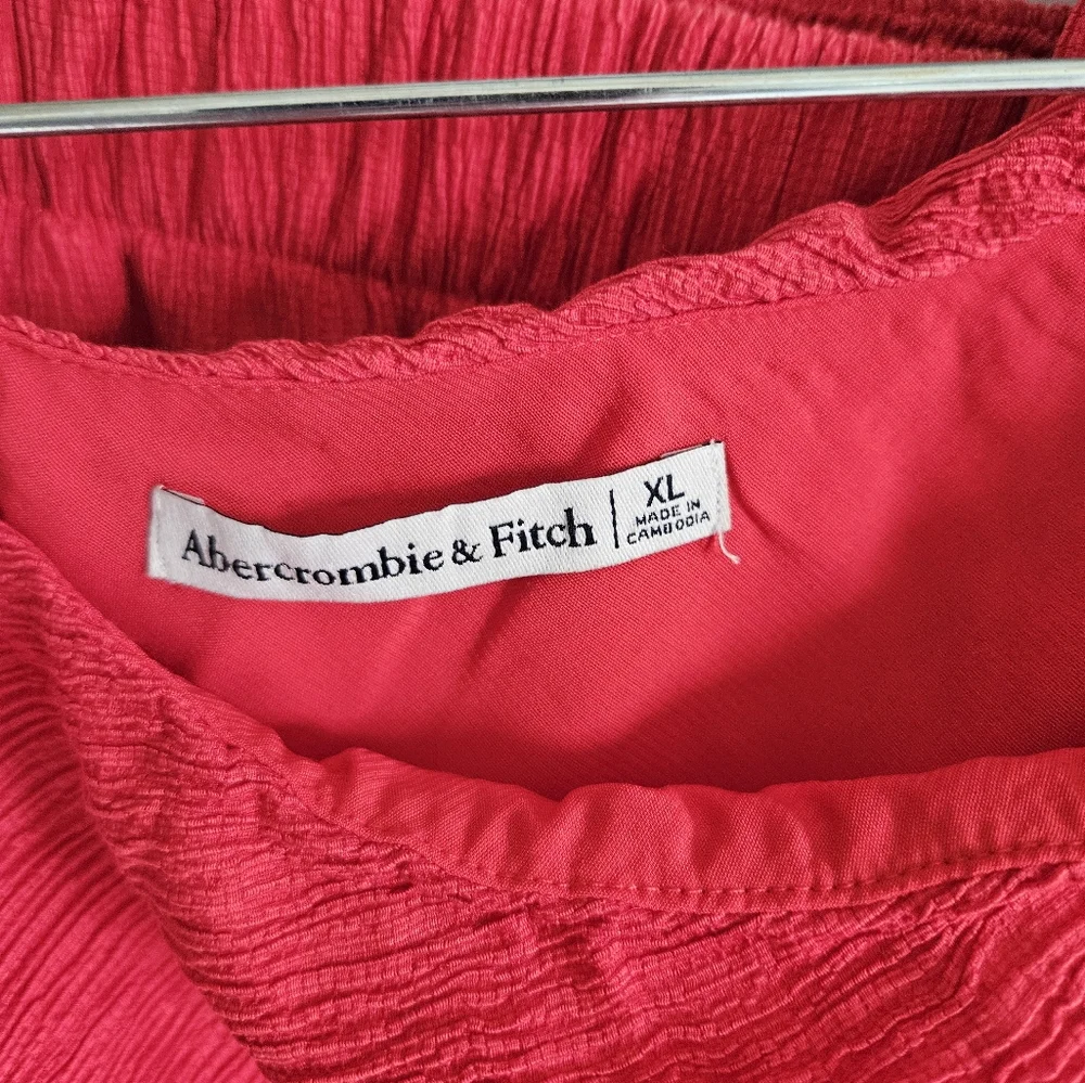 Abercrombie & Fitch red orange one shoulder crop top and skirt set
